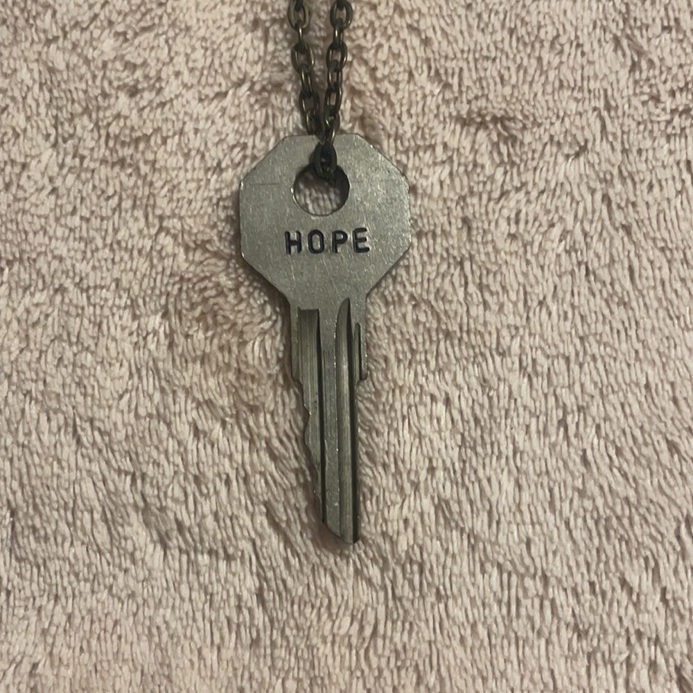 Classic Key Necklace • Inscribed with HOPE • 30 inch chain, lobster clasp